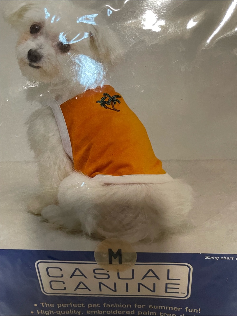 Casual Canine Orange Palm Embroidered Dog Tank